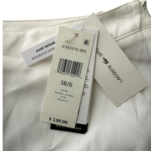 Lacoste Golf Skort White Sz 38 women’s - Picture 4 of 7